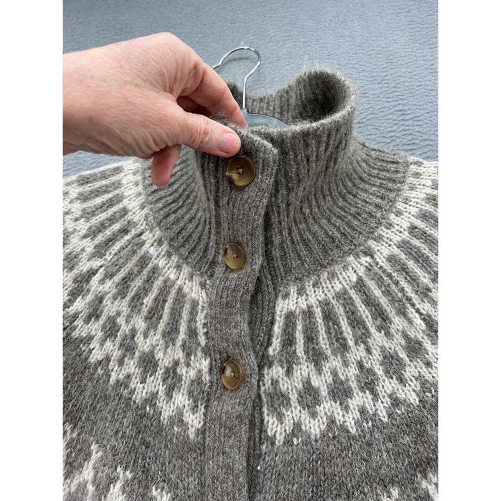 Alex Mill Sweater Mens Large Fair Isle Wool Blend Button Front Cardigan Brown - Picture 3 of 10